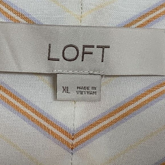 Loft Button Up Shirt Women XL Striped Chest Pockets Long Sleeve Soft Rayon - Picture 8 of 13